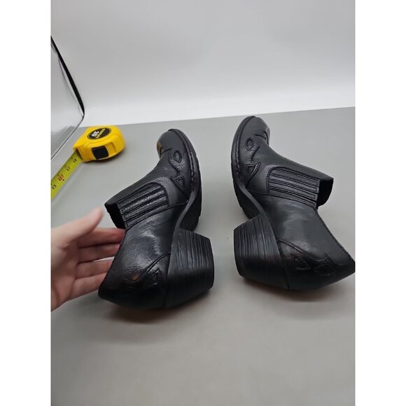 Born Womens Black Leather Amibeth Western Wingtip Ankle Booties Size 7 - Picture 5 of 8